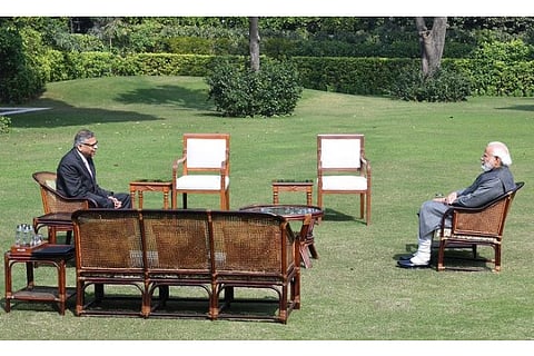 Chairman of Tata  N Chandrasekaran called PM Modi in New Delhi today