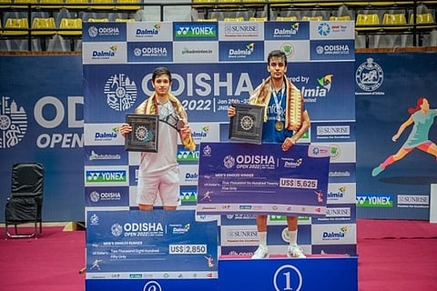 Kiran George (R) stands on the podium with the runner-up Priyanshu Rajawat (L) (Image Courtesy: ANI)