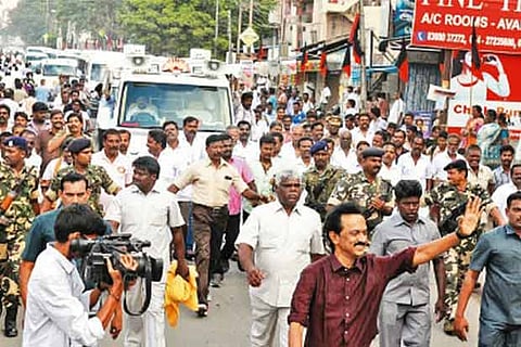 MK Stalin at Kanchipuram