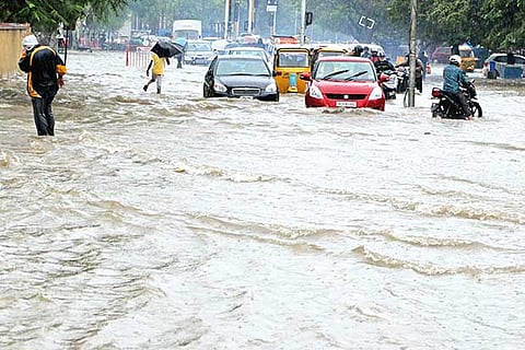 Flooded stretch of G N Chetty Road (Photo: P John Kennedy)