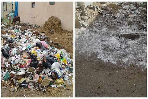 Before and after images of the street cleaned by the corporation