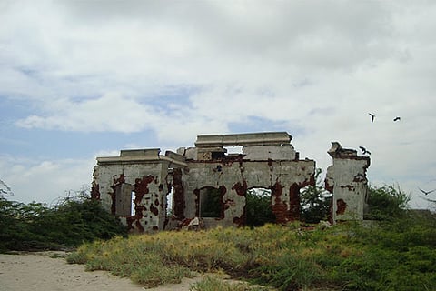 The once railway station in Dhanushkodi wears a deserted look