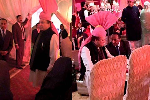 Nawaz Sharif seen in the pink turban gifted by Modi