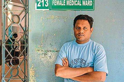 Sakthivel near the female medical ward at the Royapettah GH (Photo: Justin)
