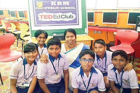 Students of the TED-Ed club of KRM Public School in Perambur