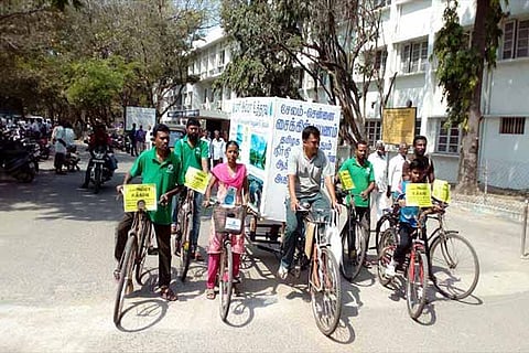 Member of Salem Citizens? Forum out on cycle rally to raise awareness on conserving waterbodies