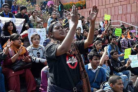 JNU students protests over the arrest of Kanhaiya Kumar
