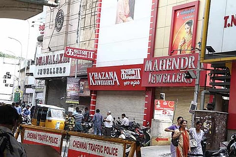 Shuttered jewellery showrooms in Chennai city