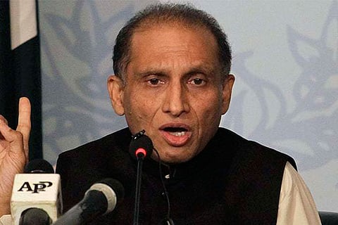 Foreign Secretary Aizaz Chaudhary at a press conference in US