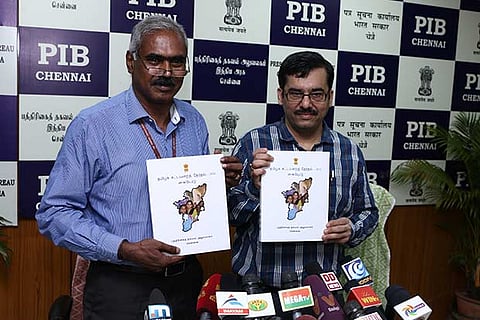 TN CEO Rajesh Lakhoni and K Muthu Kumar, ADG, PIB (Chennai) at launch of Election Handbook 2016