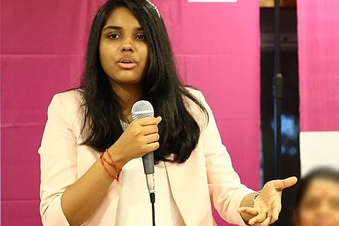 Yamini addresses the audience at the launch of her book