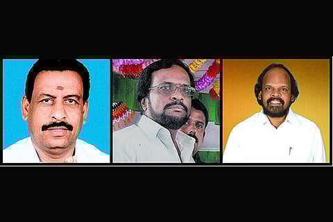 OS Manian, AIADMK; PV Rajendran, Congress and SK Vedarathinam, BJP