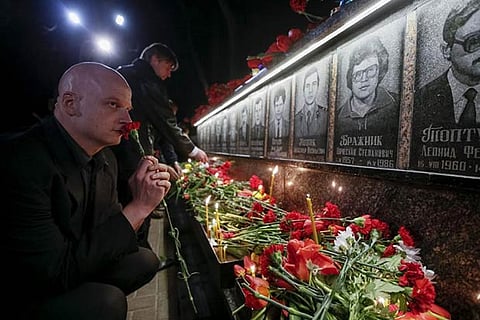 People paid homage to fire fighters, victims of the disaster