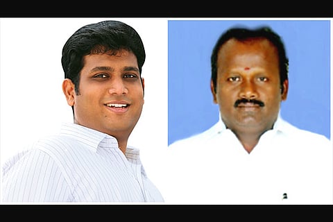 TRB Rajaa, DMK (left) and S. Kamaraj, AIADMK (right)