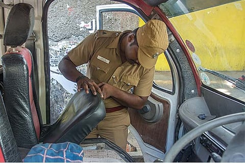 A file photo of EC-appointed flying squads checking the vehicles