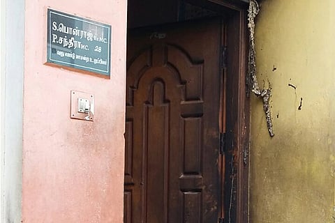 Chandra?s house in Thoothukudi where the petrol bomb was hurled
