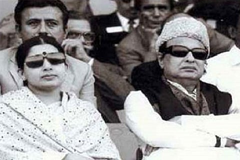 File photo of J Jayalalithaa with AIADMK Founder MGR