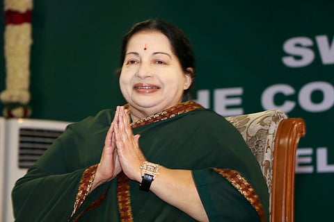 CM Jayalalithaa during the swearing in ceremony (Photo: Justin George)