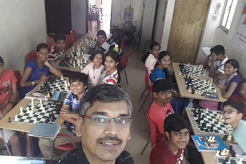 Grandmaster RB Ramesh at his academy in Chennai