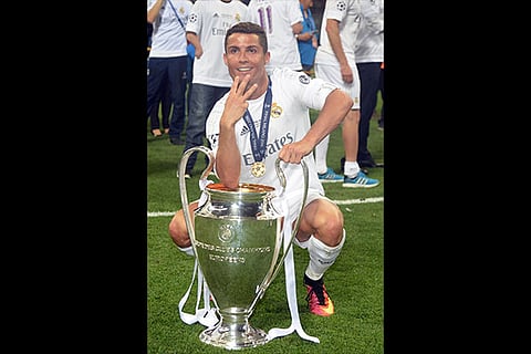Cristiano Ronaldo with the Champions League cup