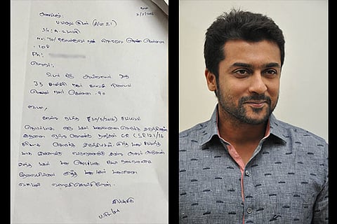 (L) Withdrawal letter submitted by Premkumar, (R) Actor Suriya