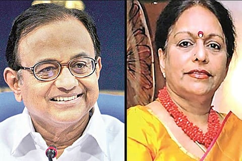 P Chidambaram and his wife Nalini Chidambaram