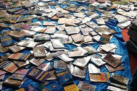 Books damaged in rain