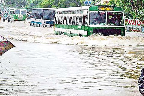 File photo of an MTC cruising through a flooded main road