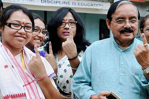 Assam Congress chief Anjan Dutta along with his daughter