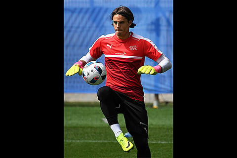 Swiss goalkeeper Yann Sommer during practice