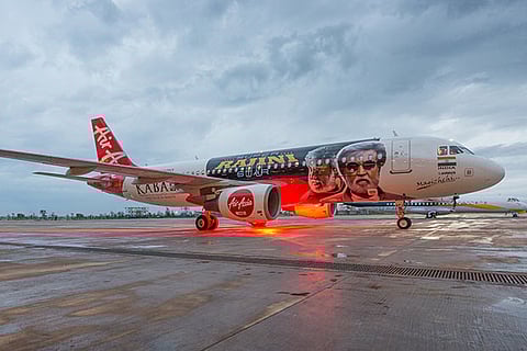 Photograph by Air Asia show the Kabali-themed aircraft