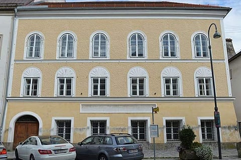 An exterior view of Adolf Hitler's birth house in Braunau am Inn, Austria