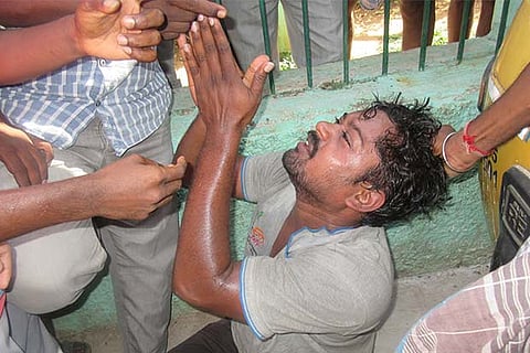 A 30-year-old man was caught and thrashed by residents in Vyasarpadi for trying to molest a child