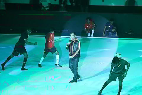 A R Rahman performs at the inaugural  ceremony at the Nehru Stadium on Friday