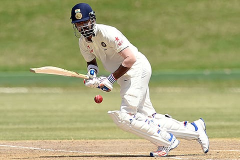 KL Rahul plays a shot during his  innings of 64 against the West Indies Board President?s XI