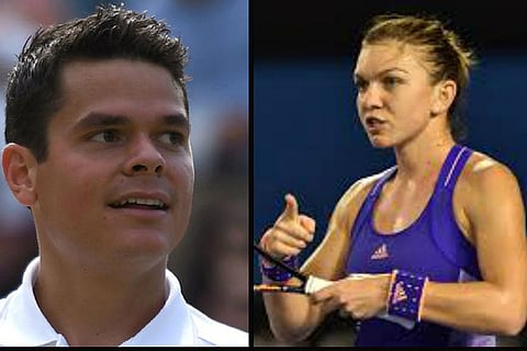 (L) Milos Raonic and (R) Simona Halep