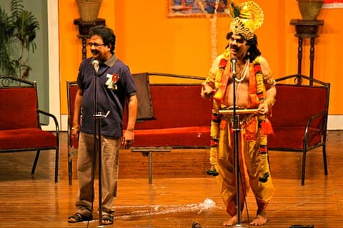 A scene from Crazy Mohan?s play (Insert) Revival play; Cho Ramasamy and Idhu Namma Naadu play