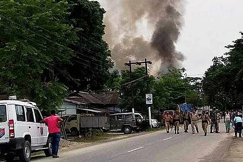 Security personnel respond to a terrorist attack by unidentified assailants at Kokrajhar in Assam