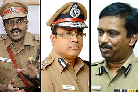 (L to R) SP NM Mayilvahanan, ADGP JK Tripathy and IG NK Senthamarai Kannan