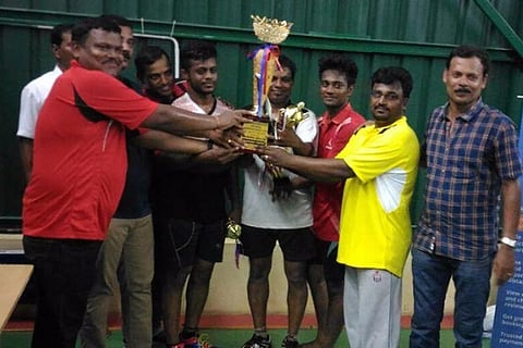 Team Stag receiving NHBL Champions Trophy in Chennai