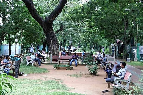 Scene at the Mayor Sundar Rao Park where only men are seen, while women are absent (Photo: Prakaash)