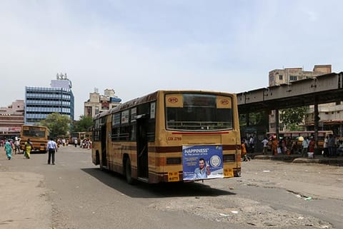 MTC buses swarm in and out of Broadway bus terminus (Photo: Justin George)