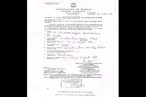 Copy of Bharati?s death certificate