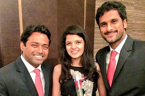 Leander Paes tweeted a picture of Saketh Myneni and Sri Lakshmi