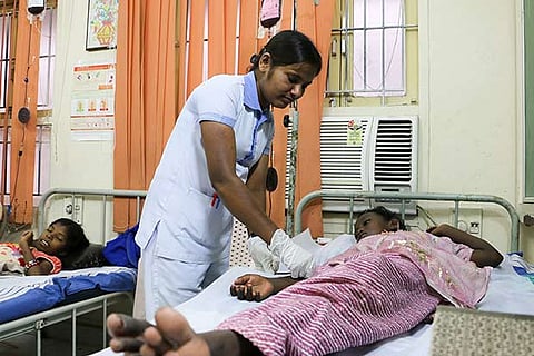 A thalassemia patient being given blood transfusion