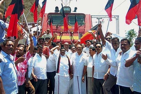 File photo of the Cauvery water protests in TN