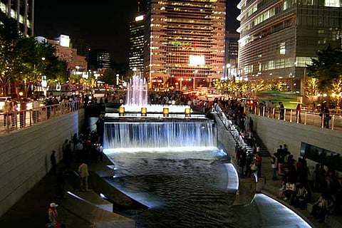 Cheonggyecheon stream after restoration in Seoul, South Korea