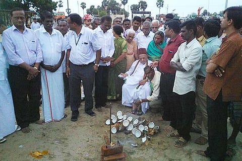 APJ Muthumeeran Maraikayar elder brother of former President APJ Abdul Kalam at the ?Bhoomi Puja?