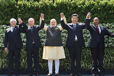 BRICS leaders pose for a group photo