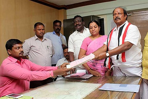 AIADMK candidate Rengasamy filing his nominations at Thajavur